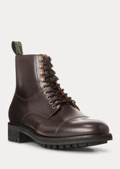 Botas Polo Ralph Lauren Hombre Marrom Oscuro - Bryson Cap-Toe Leather - HUIEZ0628